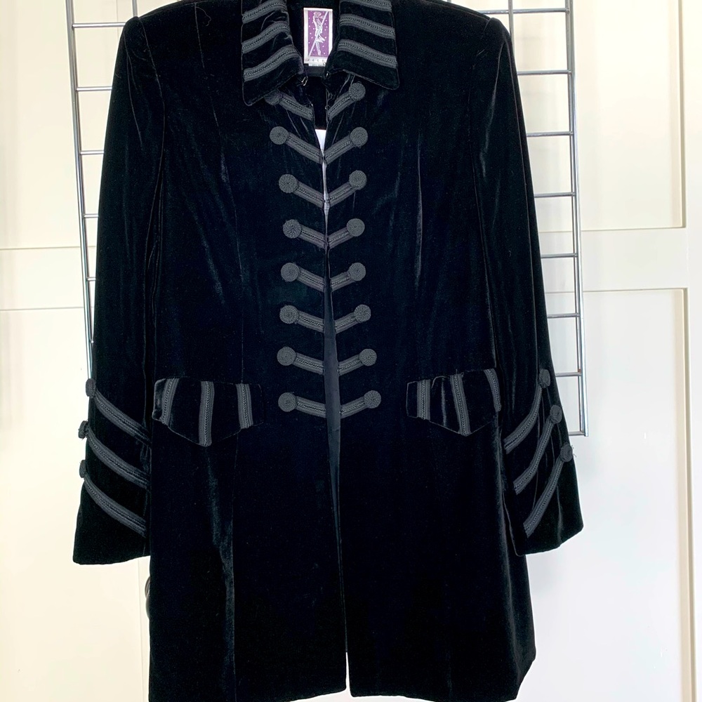 Zelda Velvet Dinner Jacket w/covered buttons & top stitching. One of a kind